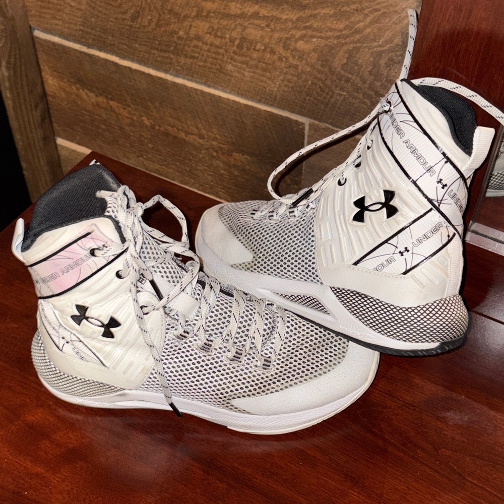 Under Armour Women's White and Black High-Top Volleyball Sneakers